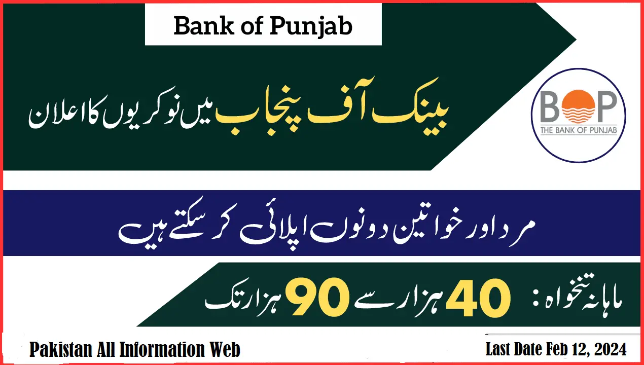 Latest Bank of Punjab Jobs in 2024 BOP Online Apply Advertisement